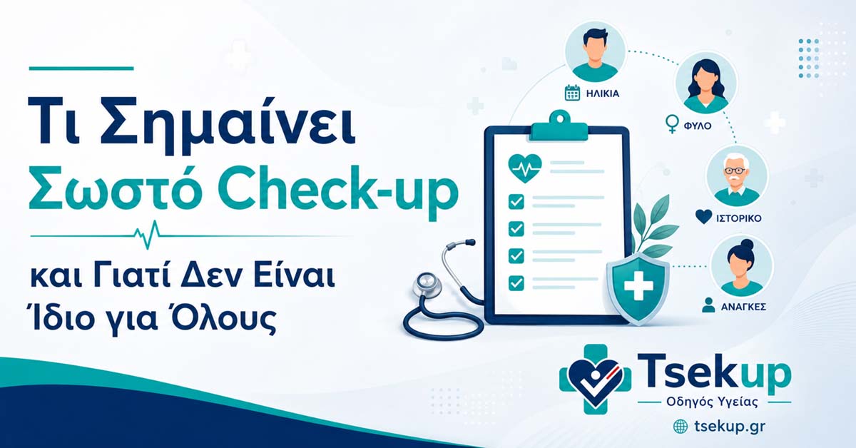 Σωστό check-up υγείας με εξατομικευμένη αξιολόγηση ανά ηλικία, φύλο, ιστορικό και ανάγκες πρόληψης