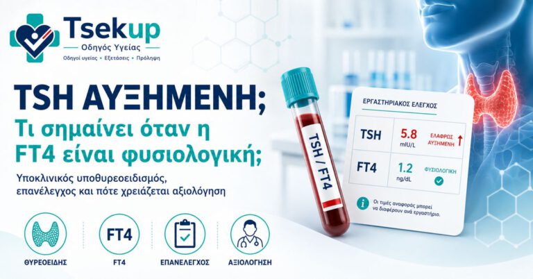 Αυξημένη TSH με φυσιολογική FT4 – τι σημαίνει και πότε χρειάζεται επανέλεγχος