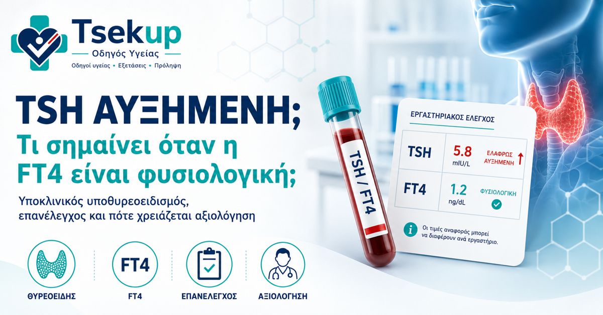 TSH Αυξημένη με Φυσιολογική FT4: Τι Σημαίνει | Tsekup.gr